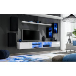 Paris Prix Ensemble Meuble TV Design "Switch XXV" 280cm Noir & Blanc