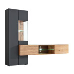 Paris Prix Ensemble Meuble TV Design "Try" 210cm Chêne & Gris