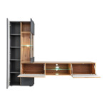 Paris Prix Ensemble Meuble TV Design "Try" 210cm Chêne & Gris