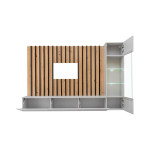 Paris Prix Ensemble Meuble TV Design "Verti" 220cm Gris & Naturel