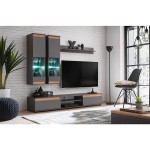 Paris Prix Ensemble Meuble TV "Modo" 175cm Anthracite & Naturel