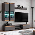 paris prix Ensemble Meuble TV "Modo" 175cm Anthracite & Naturel