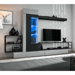 paris prix Ensemble Meuble TV "Rebel" 300cm Gris & Noir