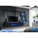 Paris Prix Ensemble Meuble TV "Switch XXI" 260cm Noir & Gris
