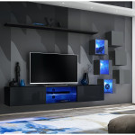 paris prix Ensemble Meuble TV "Switch XXI" 260cm Noir & Gris