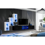 Paris Prix Ensemble Meuble TV "Switch XXII" 210cm Blanc & Noir