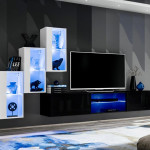 paris prix Ensemble Meuble TV "Switch XXII" 210cm Blanc & Noir