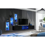 Paris Prix Ensemble Meuble TV "Switch XXII" 210cm Gris & Noir