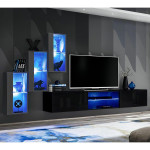 paris prix Ensemble Meuble TV "Switch XXII" 210cm Gris & Noir