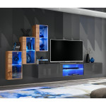 paris prix Ensemble Meuble TV "Switch XXII" 210cm Naturel & Gris