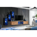 Paris Prix Ensemble Meuble TV "Switch XXII" 210cm Noir & Naturel