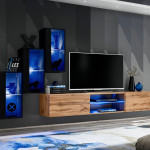 paris prix Ensemble Meuble TV "Switch XXII" 210cm Noir & Naturel