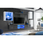 Paris Prix Ensemble Meuble TV "Switch XXIII" 250cm Blanc & Gris