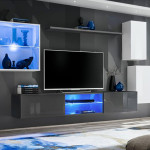 paris prix Ensemble Meuble TV "Switch XXIII" 250cm Blanc & Gris