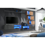 Paris Prix Ensemble Meuble TV "Switch XXIV" 250cm Gris & Naturel