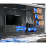 paris prix Ensemble Meuble TV "Switch XXIV" 250cm Gris & Naturel