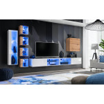 Paris Prix Ensemble Meuble TV "Switch XXVI" 320cm Blanc & Naturel