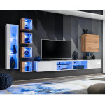 paris prix Ensemble Meuble TV "Switch XXVI" 320cm Blanc & Naturel