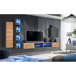 Paris Prix Ensemble Meuble TV "Switch XXVI" 320cm Naturel & Gris