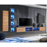 paris prix Ensemble Meuble TV "Switch XXVI" 320cm Naturel & Gris