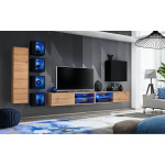 Paris Prix Ensemble Meuble TV "Switch XXVI" 320cm Naturel & Noir