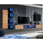 paris prix Ensemble Meuble TV "Switch XXVI" 320cm Naturel & Noir