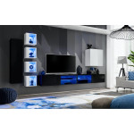 Paris Prix Ensemble Meuble TV "Switch XXVI" 320cm Noir & Blanc