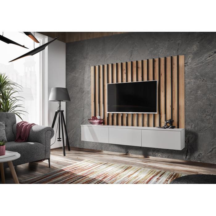 Paris Prix Ensemble Meuble TV "Verti" 180cm Gris & Naturel