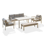 paris prix Ensemble Repas de jardin 7 Places "Cayenne" 180cm Blanc