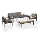 paris prix Ensemble Repas de jardin 7 Places "Cayenne" 180cm Gris Anthracite
