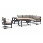 paris prix Ensemble Repas de Jardin 7 Places "Yonaha" 187cm Gris Anthracite