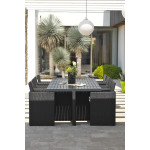 Paris Prix Ensemble Repas De Jardin 8 Places "Encastrable" 210cm Noir
