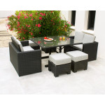 Paris Prix Ensemble Repas De Jardin 8 Places & Housse "Oceane Lunch" 143cm Noir