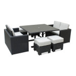 paris prix Ensemble Repas de Jardin 8 Places "Oceane Lunch" 143cm Noir