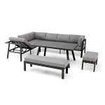 paris prix Ensemble Repas de jardin 9 Places "Antalya" 213cm Gris Anthracite