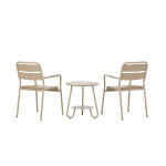 Paris Prix Ensemble Table D'Appoint De Jardin & 2 Chaises "Faro" 55cm Beige
