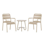 paris prix Ensemble Table d'Appoint de Jardin & 2 Chaises "Faro" 55cm Beige
