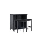 Paris Prix Ensemble Table De Bar De Jardin & 2 Tabourets "Knock" 105cm Noir