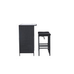 Paris Prix Ensemble Table De Bar De Jardin & 2 Tabourets "Knock" 105cm Noir