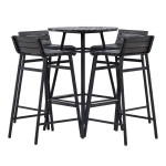 paris prix Ensemble Table de Bar de Jardin & 4 Tabourets "Mexico" 95cm Noir
