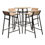 paris prix Ensemble Table de Bar de Jardin & 4 Tabourets "Mexico" 95cm Naturel