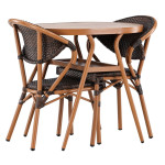 paris prix Ensemble Table de Jardin & 2 Chaises "Abrantes" 80cm Marron