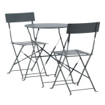 paris prix Ensemble Table de Jardin & 2 Chaises "Marseille" 71cm Gris Foncé