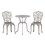 paris prix Ensemble Table de Jardin & 2 Chaises "Nandin" 73cm Argent