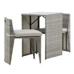 paris prix Ensemble Table de Jardin & 2 Chaises "Savanna" 75cm Gris