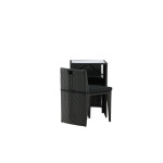 Paris Prix Ensemble Table De Jardin & 2 Chaises "Savanna" 75cm Noir