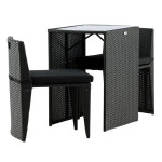 paris prix Ensemble Table de Jardin & 2 Chaises "Savanna" 75cm Noir
