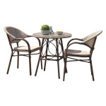 paris prix Ensemble Table de Jardin & 2 Fauteuils "Ushuaia" 70cm Marron