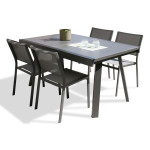 Paris Prix Ensemble Table De Jardin & 4 Chaises "Stockholm" 150-225cm Gris Anthracite