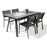 paris prix Ensemble Table de Jardin & 4 Chaises "Stockholm" 150-225cm Gris Anthracite